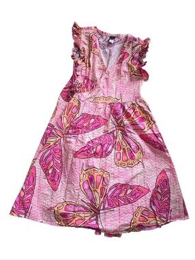 Tea Kids Pink Butterfly Print Wrap Sundress 100% Cotton Size 8